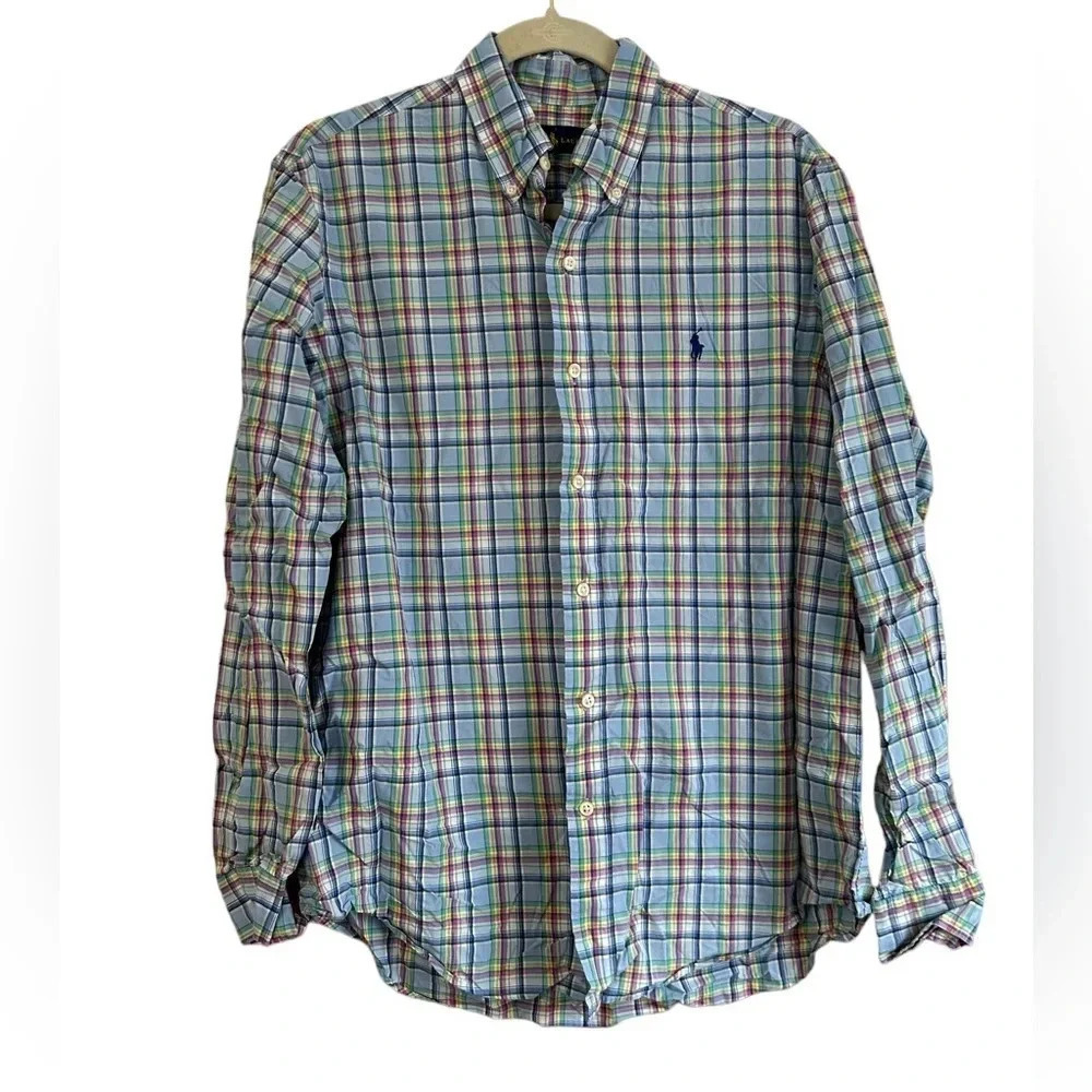 RALPH LAUREN MULTICOLOR PLAID PREPPY BUTTON DOWN SHIRT